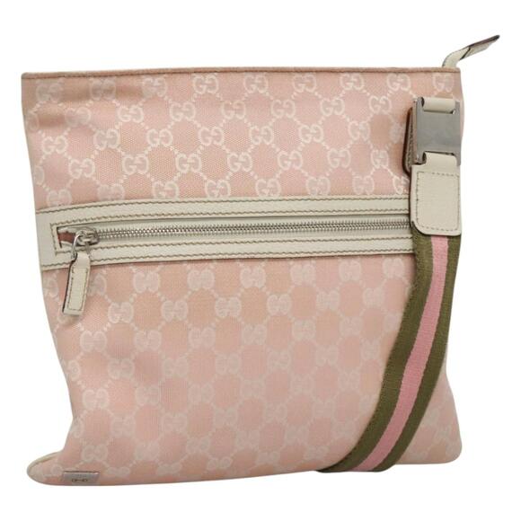 GUCCI GG Canvas Sherry Line Tote Bag Pink Silver - Picture 1 of 16
